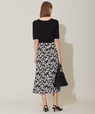 ICB 【洗える】 PEハイゲージJQ ニットスカート ブラック×オフホワイト系