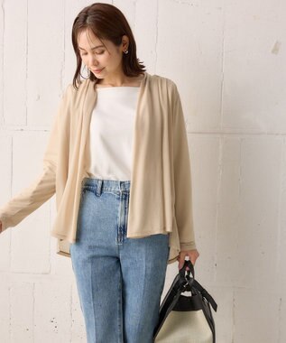 組曲 【WEB限定】シアーツイルジャージーショート カーディガン ベージュ系