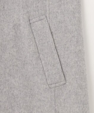 J.PRESS LADIES ウールナイロンリバー フード付き コート ライトグレー×ベージュ系