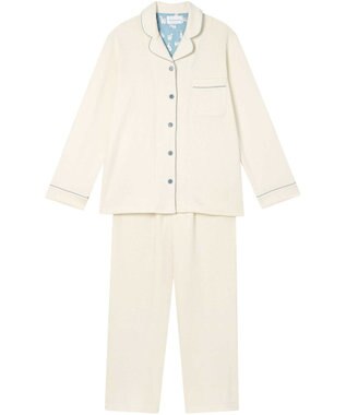 une nana cool 【綿混】ソフトコットンリブ 長袖開襟パジャマ MADE WITH LIBERTY FABRIC クリーム