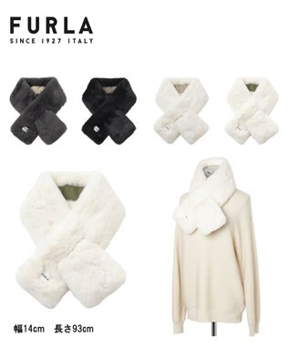 MOONBAT FURLA 【リバーシブル】フェイクファー×ダウンマフラー トリミング リバーシブル オリーブグリーン