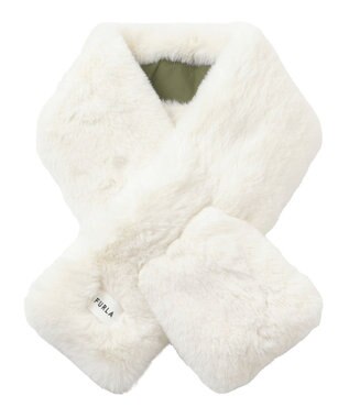 MOONBAT FURLA 【リバーシブル】フェイクファー×ダウンマフラー トリミング リバーシブル オリーブグリーン