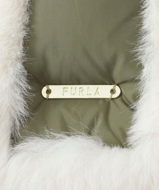 MOONBAT FURLA 【リバーシブル】フェイクファー×ダウンマフラー トリミング リバーシブル オリーブグリーン