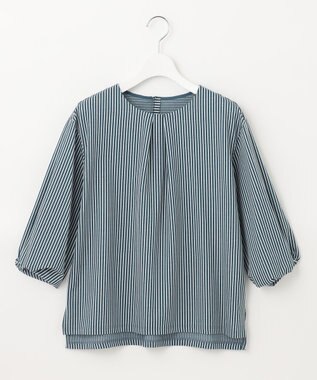 J.PRESS LADIES L 【WEB限定】 ピンストライプジャージー ボリュームスリーブ カットソー グリーン系1