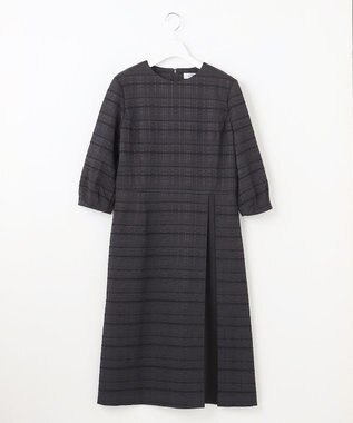 J.PRESS LADIES L SIMMOD ジャカード ボリュームスリーブ ワンピース ダークネイビー系