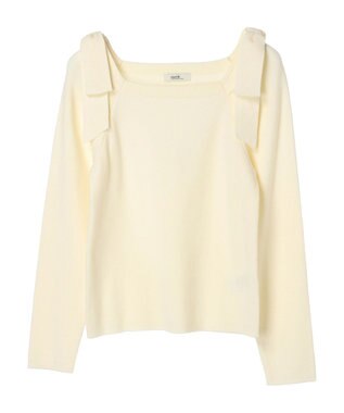 earth music&ecology 肩リボンニットプルオーバー Ivory