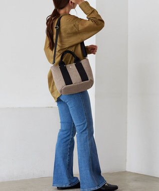 TOPKAPI 【TREASURE TOPKAPI】イタリアンフェルト テープコンビ 2way トートバッグ 2023 グレージュ