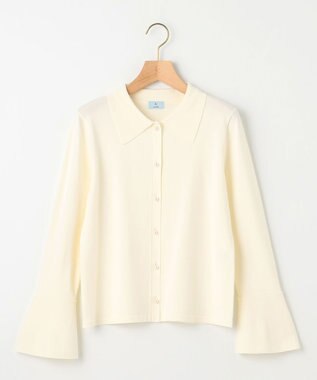 組曲 L フレアスリーブニットポロ アイボリー系