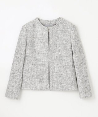 ANY L ツイードミックスジャケット オフ×ブラック