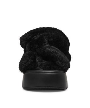 STEVE MADDEN BONKERS-F ファー厚底サンダル ブラック