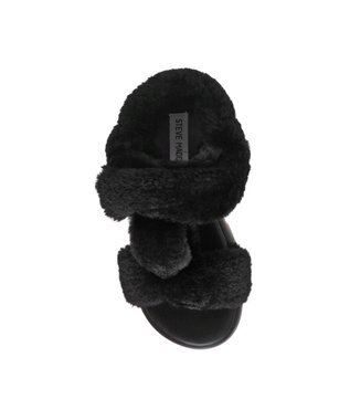 STEVE MADDEN BONKERS-F ファー厚底サンダル ブラック