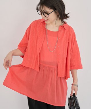 Green Parks Ｉ　ＳＥＴ２点　ギャザーシャツ＋布帛インナー Red