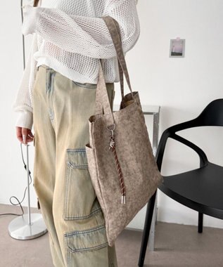 WEGO チャーム付きA4トートバッグ ブラウンその他