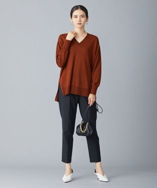 ICB 【洗える】 コンパクトウール Vネックプルオーバー テラコッタ系