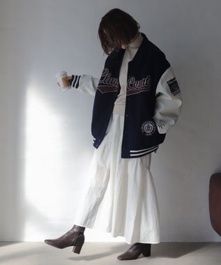 WEGO 【25年秋冬新作/ユニセックス着用ITEM/SMLサイズ展開】メルトンワッペンスタジャン ネイビー