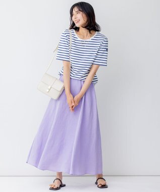 23区 【洗える】Armor-lux スムース 半袖 カットソー ブルー×ホワイトボーダー