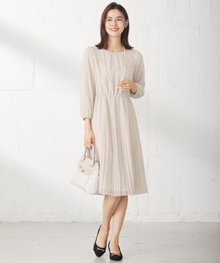 ANY SIS L 【洗える】フェミニンプリーツ ワンピース ベージュ