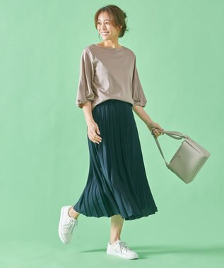 ANY 【接触冷感】シルケットスムース ツイストスリーブトップス グレージュ