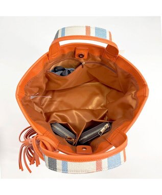 ROOTOTE 1070【幅広マチ】LT.デリ-ワイド-ストライプ-A 02：オレンジサックス