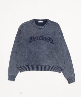 WEGO ブリーチニットグラフィックプルオーバー ネイビー