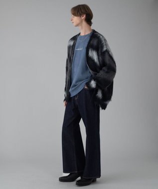 WEGO 【ユニセックス着用ITEM/MLサイズ展開】モヘアタッチパターンカーディガン ブラック