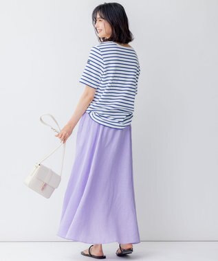 23区 【洗える】Armor-lux スムース 半袖 カットソー ブルー×ホワイトボーダー