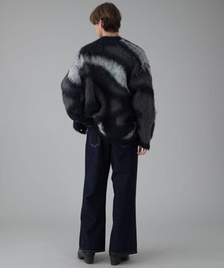 WEGO 【ユニセックス着用ITEM/MLサイズ展開】モヘアタッチパターンカーディガン ブラック