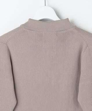 Feroux 襟付きドッキング ワンピース グレージュ×ブラック系