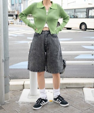 WEGO 【新色追加】ヴィンテージウォッシュデニムハーフパンツ ブラックその他