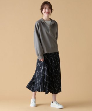 ANY 【洗濯機可】クロップド丈ダンボールハーフジッププルオーバー モカ