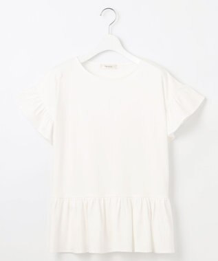 Feroux 【UVケア】フリルスリーブペプラム カットソー ホワイト系