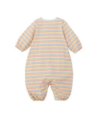 MIKI HOUSE HOT BISCUITS 【50-60cm】 みじんボーダー ワンポイント刺繍 ツーウェイオール マルチカラー