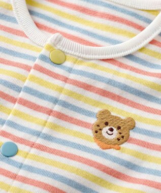 MIKI HOUSE HOT BISCUITS 【50-60cm】 みじんボーダー ワンポイント刺繍 ツーウェイオール マルチカラー