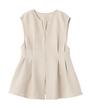 AMERICAN HOLIC 【イージーケア】リネンライクペプラムベスト Gray Beige
