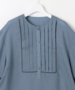 自由区 ナチュラルリネン ブラウス ブルー