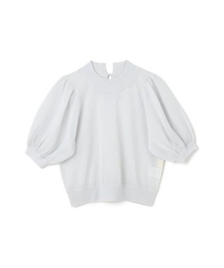 GRACE CONTINENTAL ラメシアーパフニットトップ シルバー