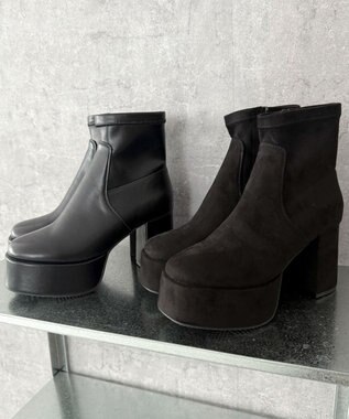 WEGO ストレッチヒールショートブーツ ブラックその他