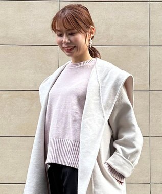 UNFILO 【洗える】スプリングコットンニット バックスリット ピンク