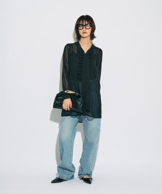 YECCA VECCA 【archive】フリルボウタイブラウス Black