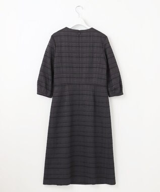 J.PRESS LADIES L SIMMOD ジャカード ボリュームスリーブ ワンピース ダークネイビー系