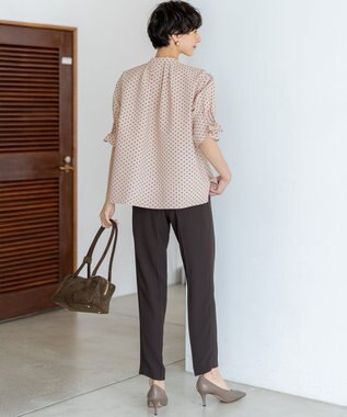 23区 【Oggi7月号掲載/吸水速乾/接触冷感/UVカット】ストレッチジョーゼット テーパード パンツ ダークブラウン系