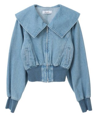 Green Parks ｄａｚｚｌｉｎ　襟付きデニムショートｚｉｐブルゾ Indigo