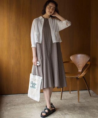 組曲 【WEB限定・新色追加】エンブロイダリーレースノースリーブ ワンピース モカグレー系9