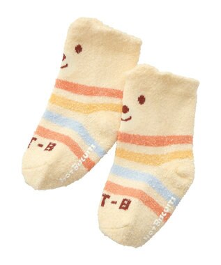MIKI HOUSE HOT BISCUITS 【9-17cm】 くまのお顔 あったかソックス アイボリー