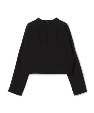 BEIGE， RUE / ドライタッチVネック配色ステッチブラウス Black