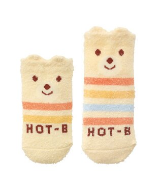 MIKI HOUSE HOT BISCUITS 【9-17cm】 くまのお顔 あったかソックス アイボリー
