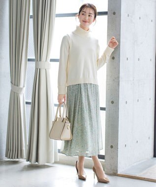 Tiaclasse 【洗える】もっちり柔らかいリブタートルプルオーバーニット オフホワイト