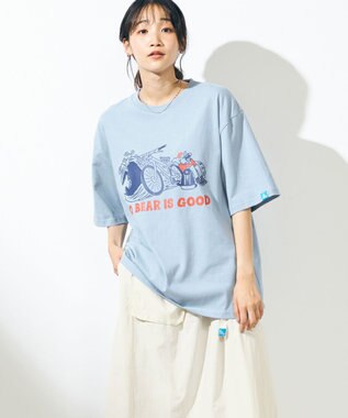 SHARE PARK MENS 【UNISEX】UVカット アートコラボTシャツ〈BEAR〉 サックスブルー