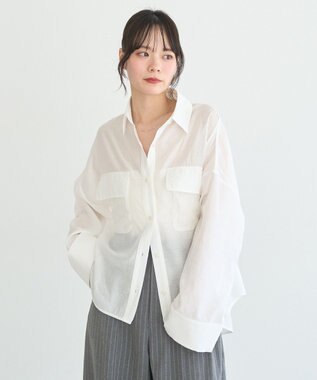 earth music&ecology Ｗポケットシャツ Off White