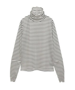 earth music&ecology シャーリングスリーブリブタートルプルオーバー Border